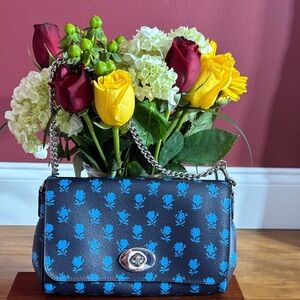 Coach Black and Blue Floral cross body